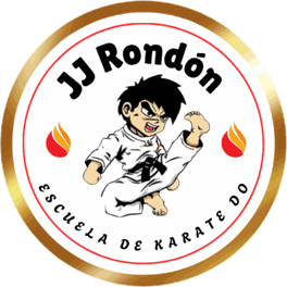 Logo de la Escuela de Karate-Do Dojo J.J. Rondón: caricatura de un karateka lanzando una patada